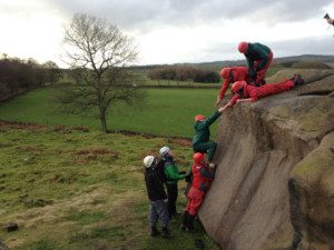 Rock scrambling in the Peak District