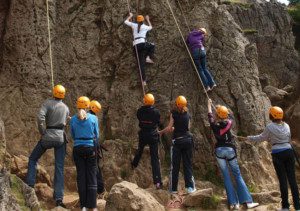School rock climbing activity