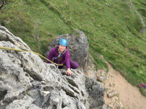 Rock climbing at Harborough rocks, Derbyshire